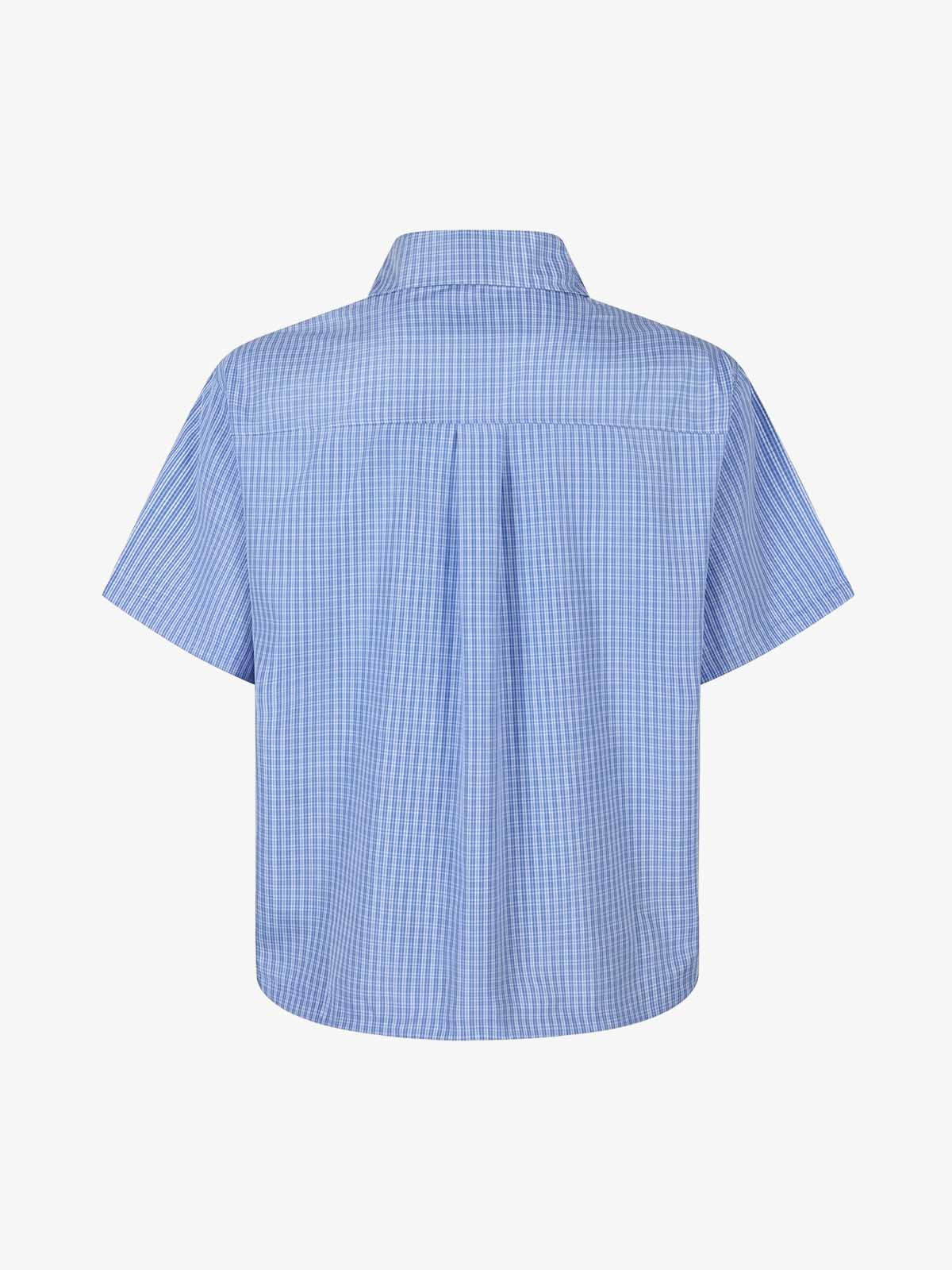 Plaid Short-Sleeve Shirt with Letter Print