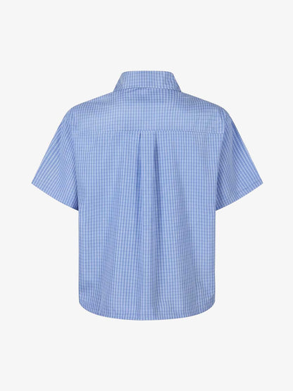 Plaid Short-Sleeve Shirt with Letter Print