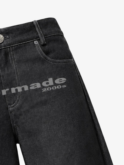 Black Curved Blade Jeans with Star Rivets