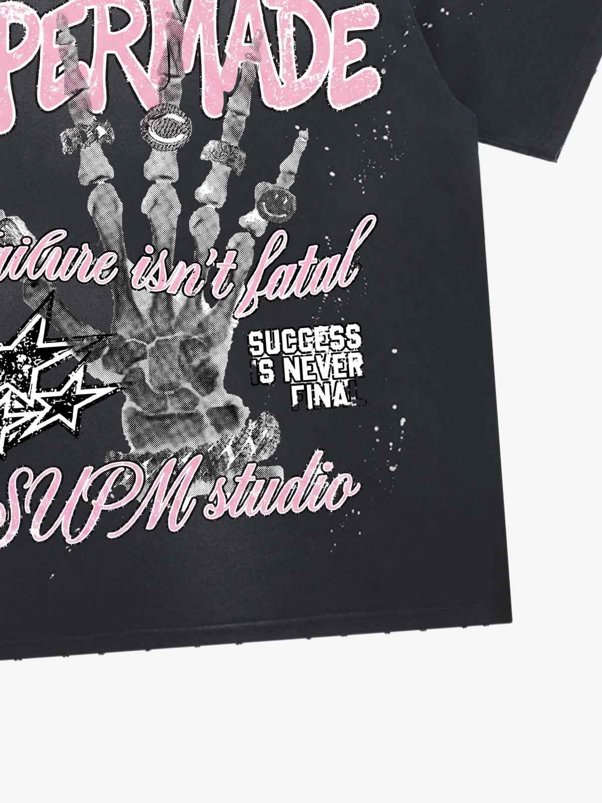 Graffiti Skull Graphic Paint Splatter Tee
