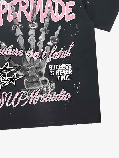 Graffiti Skull Graphic Paint Splatter Tee
