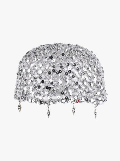 Vintage Sequin Mesh Beaded Fringe Cap 