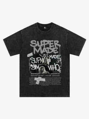 Streetwear Graffiti Character Collage Graphic T-Shirt 