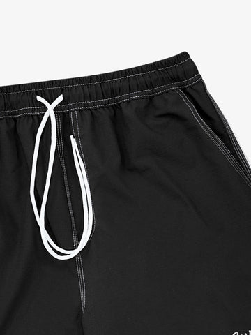 Minimalist Contrast Stitch Drawstring Shorts