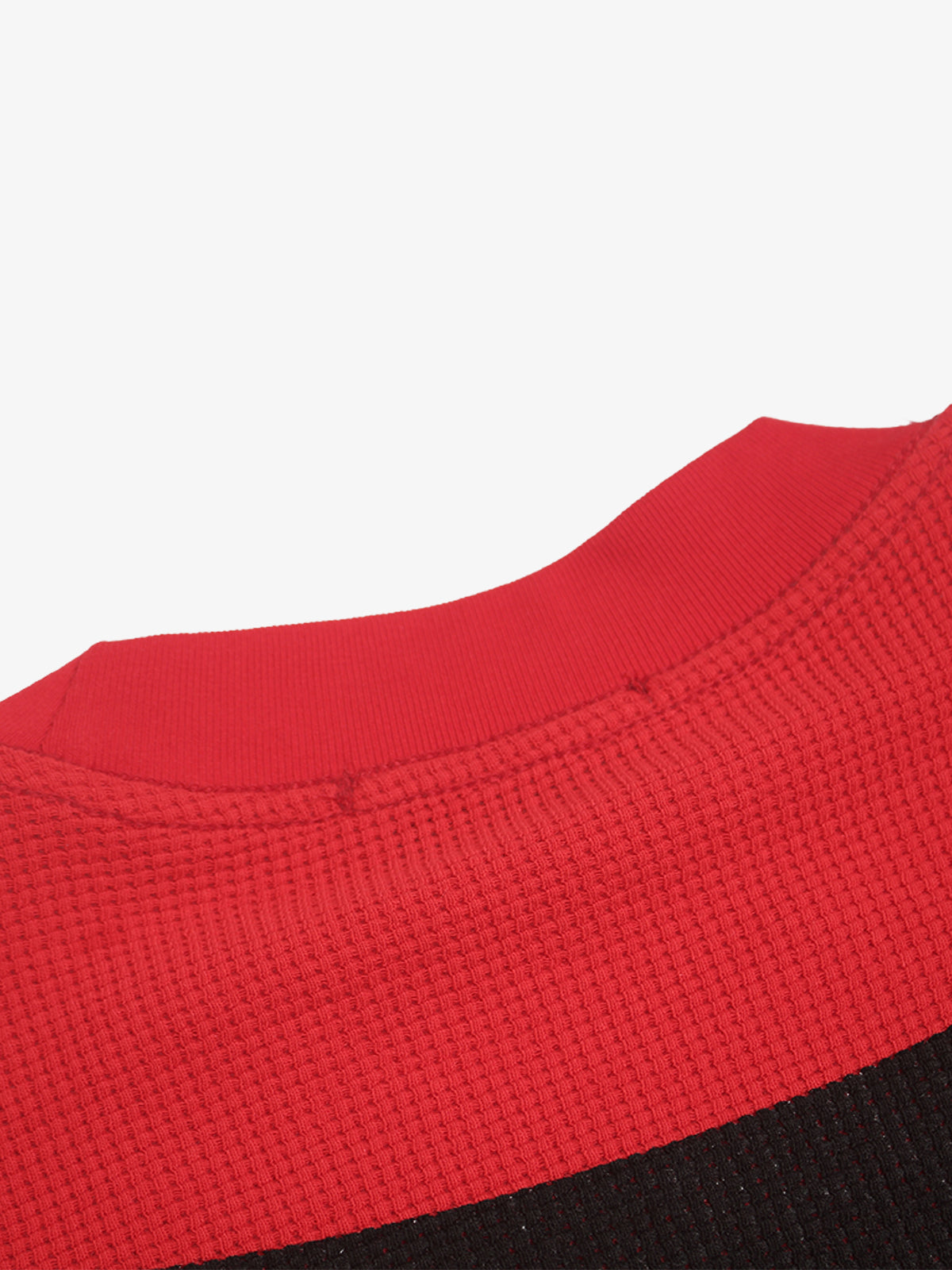Red Waffle-Knit Cotton Blend Oversized T-Shirt with Bold Iron Cross Graphic Print