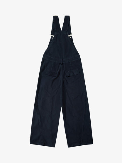 Pleated Knee Cargo Denim Overalls 