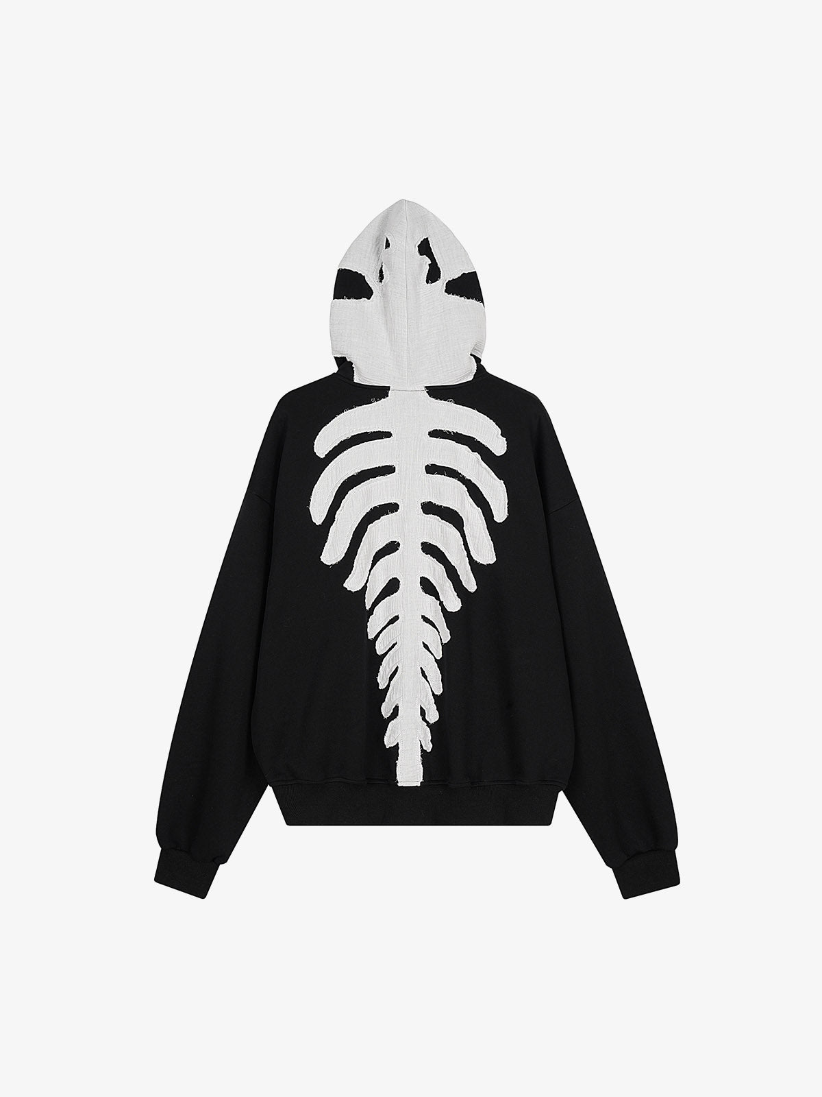 Spine Graphic Distressed Hood Zip Hoodie 