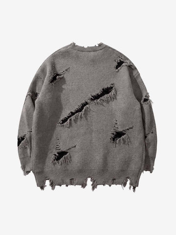 Frayed Logo Knit Sweater