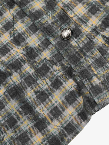 Vintage Washed Plaid Cropped Shirt Jacket 