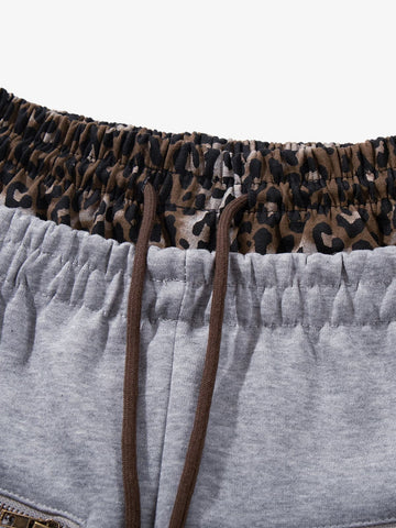 Striped Leopard Print Two-Piece Set