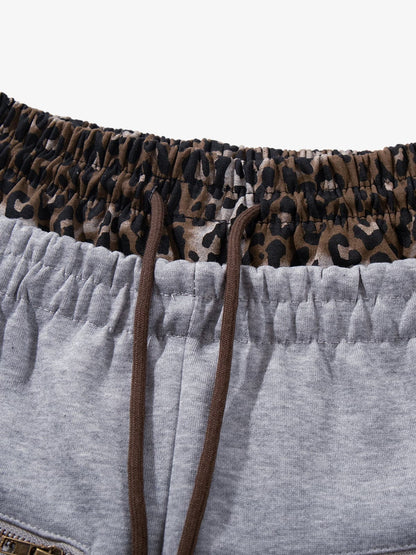 Striped Leopard Print Two-Piece Set