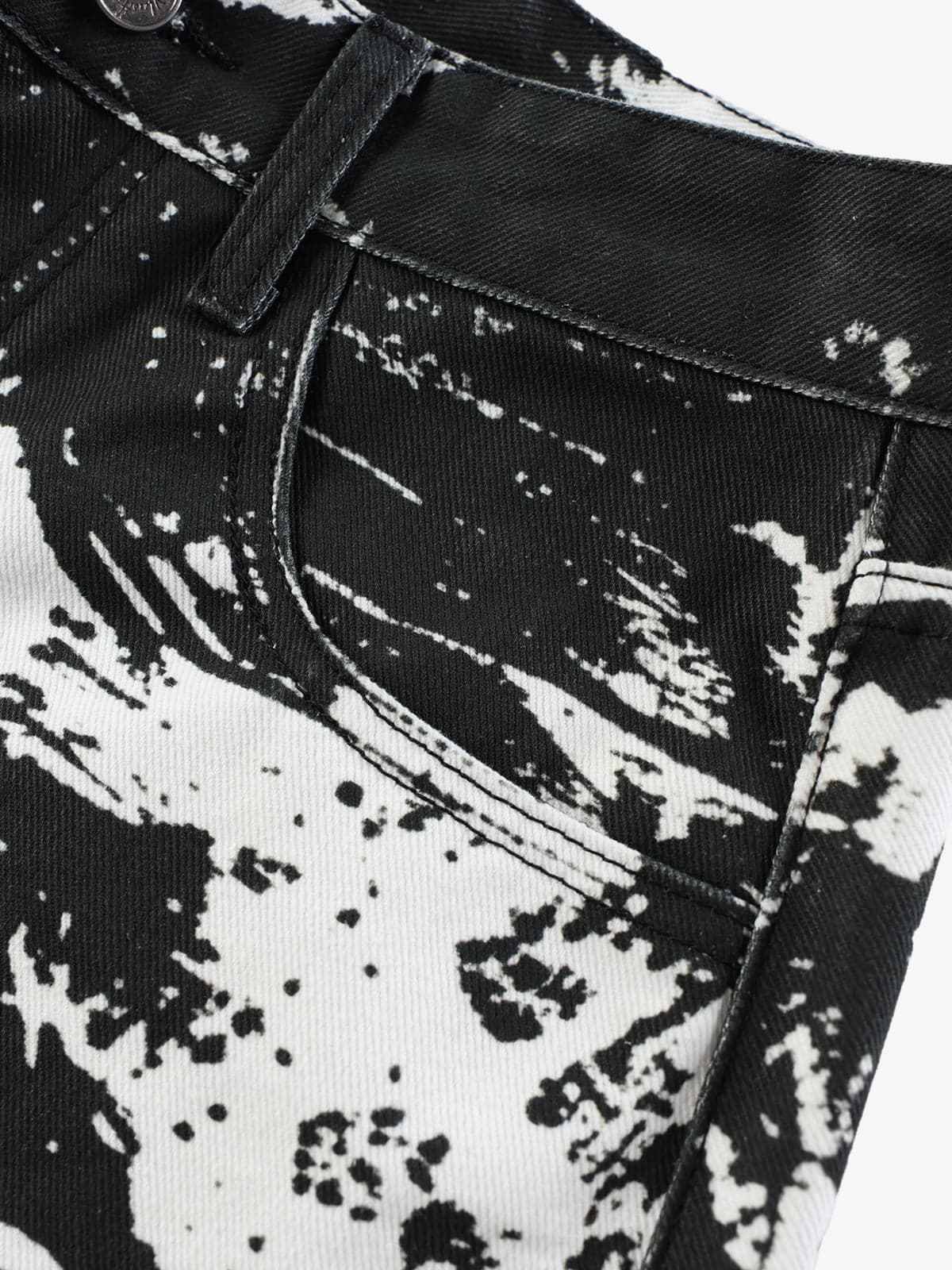 Abstract Print Wide-Leg Trousers – High-Waisted Cotton Blend Pants