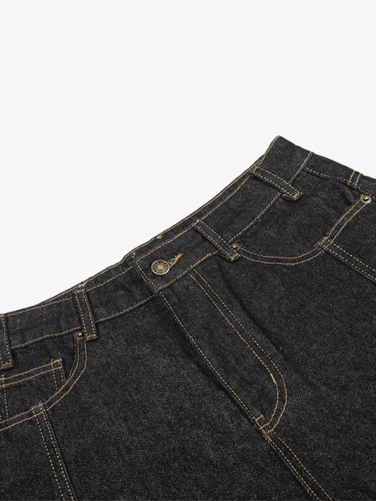 Retro Contrast Stitching Curved Leg Denim Jorts 