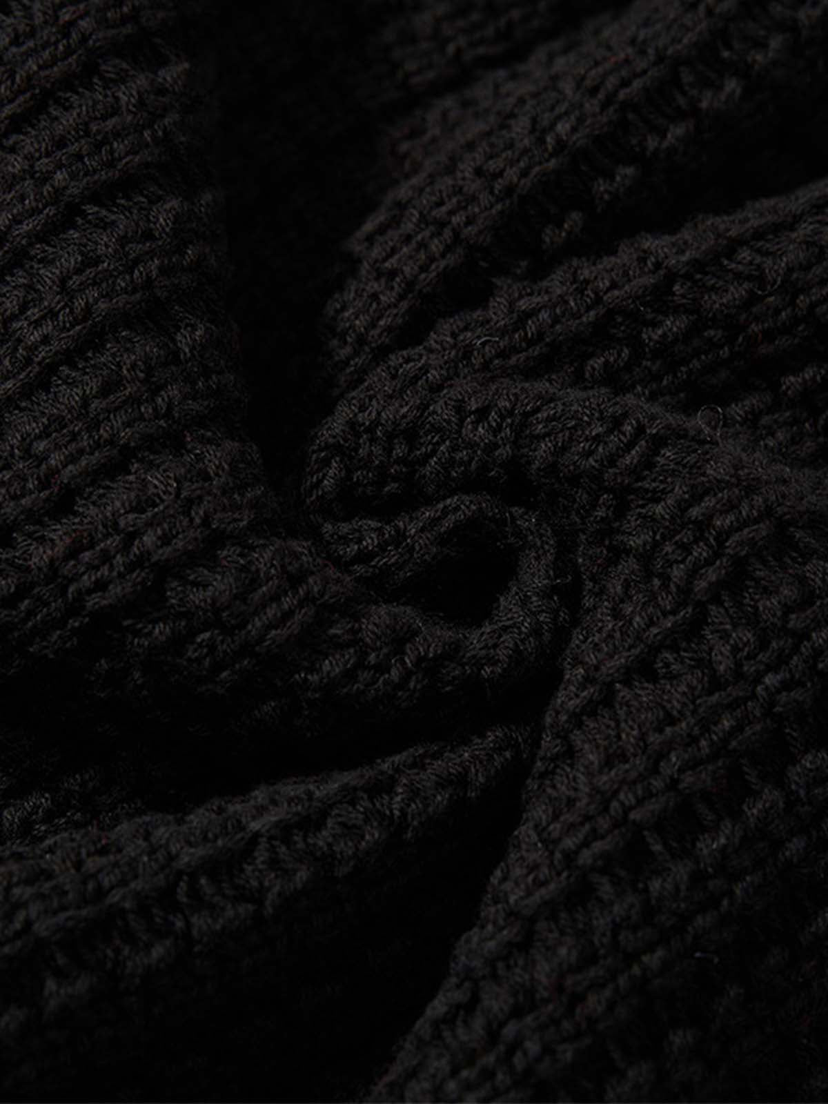 Retro Cable Knit Button-Up Collared Cardigan Sweater 