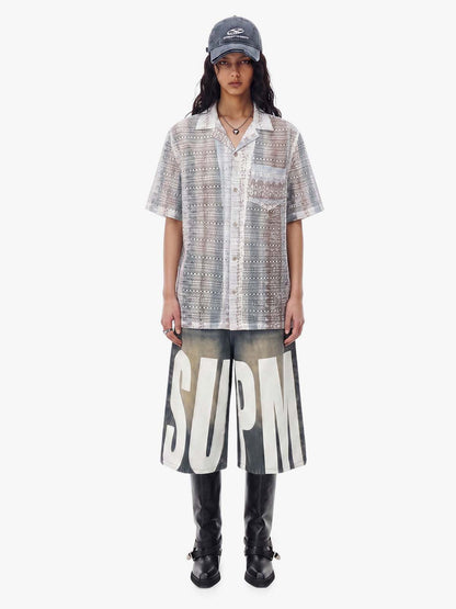 Bohemian Lace Cutout Cuban Shirt