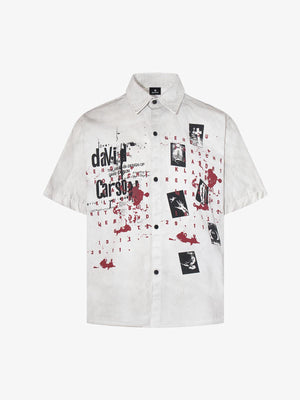 Graphic Patchwork Paint Splatter Shirt 