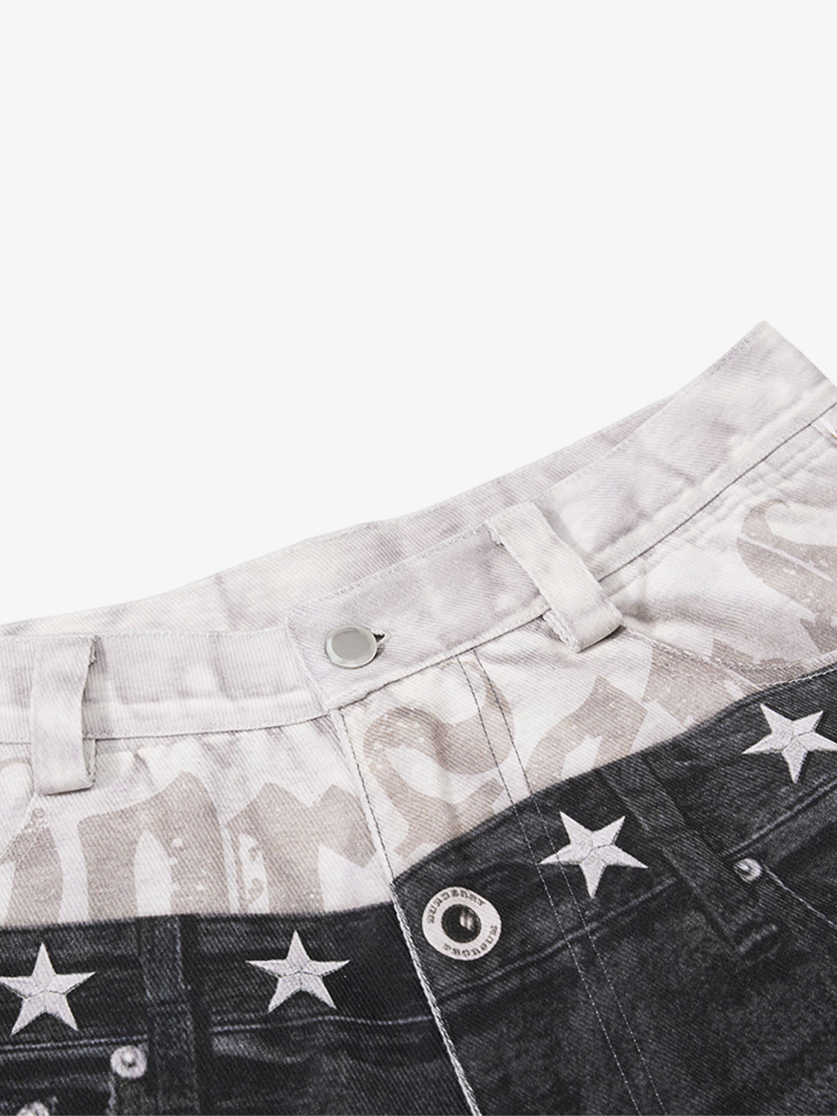 3D Faux Layer Curved Jeans