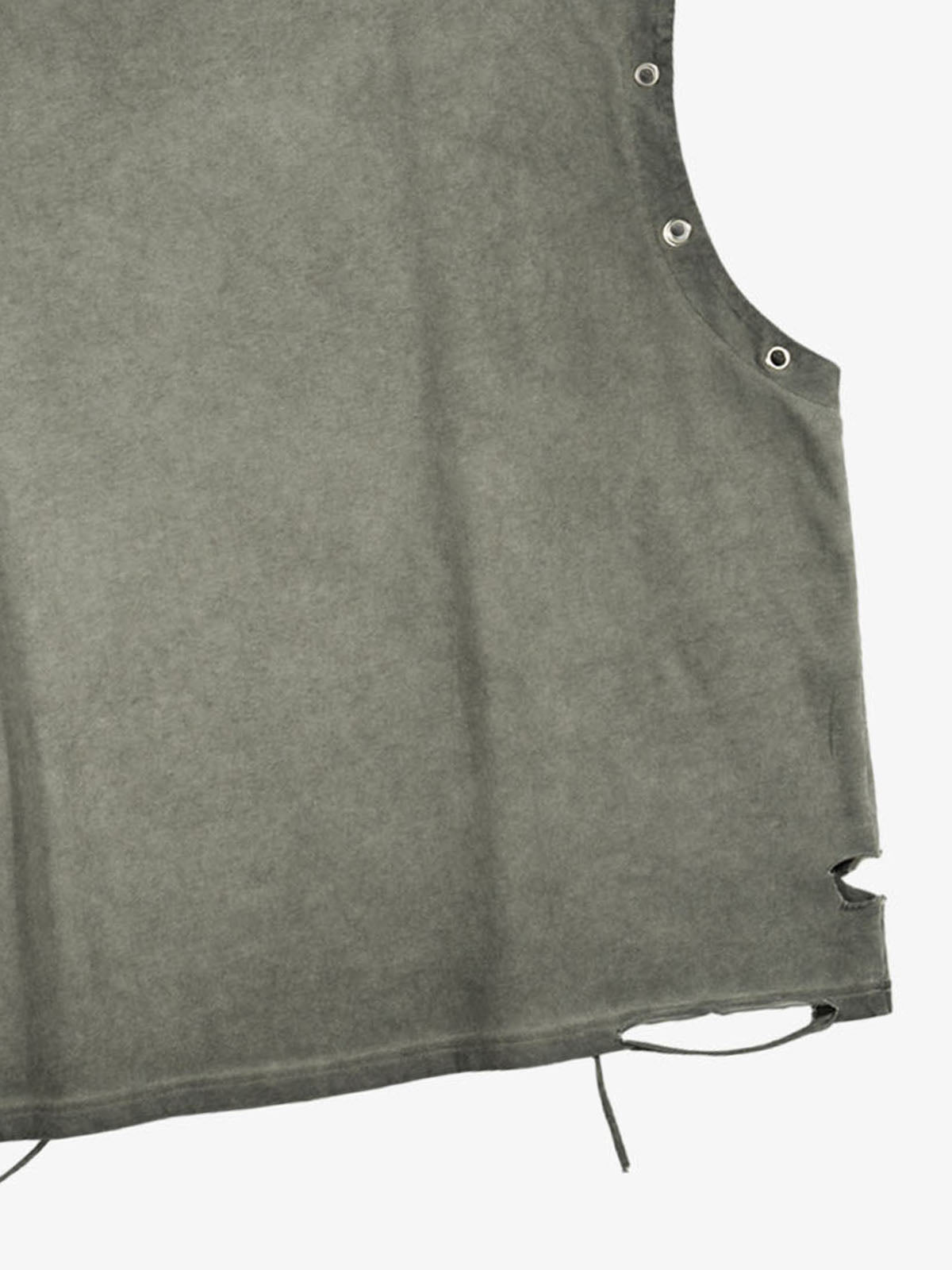 Washed Sleeveless Vest – Oversized Cotton Grommet Detail Drawstring Hem Streetwear