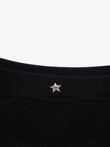 Off-Shoulder Star Stud Short Sleeve Tee