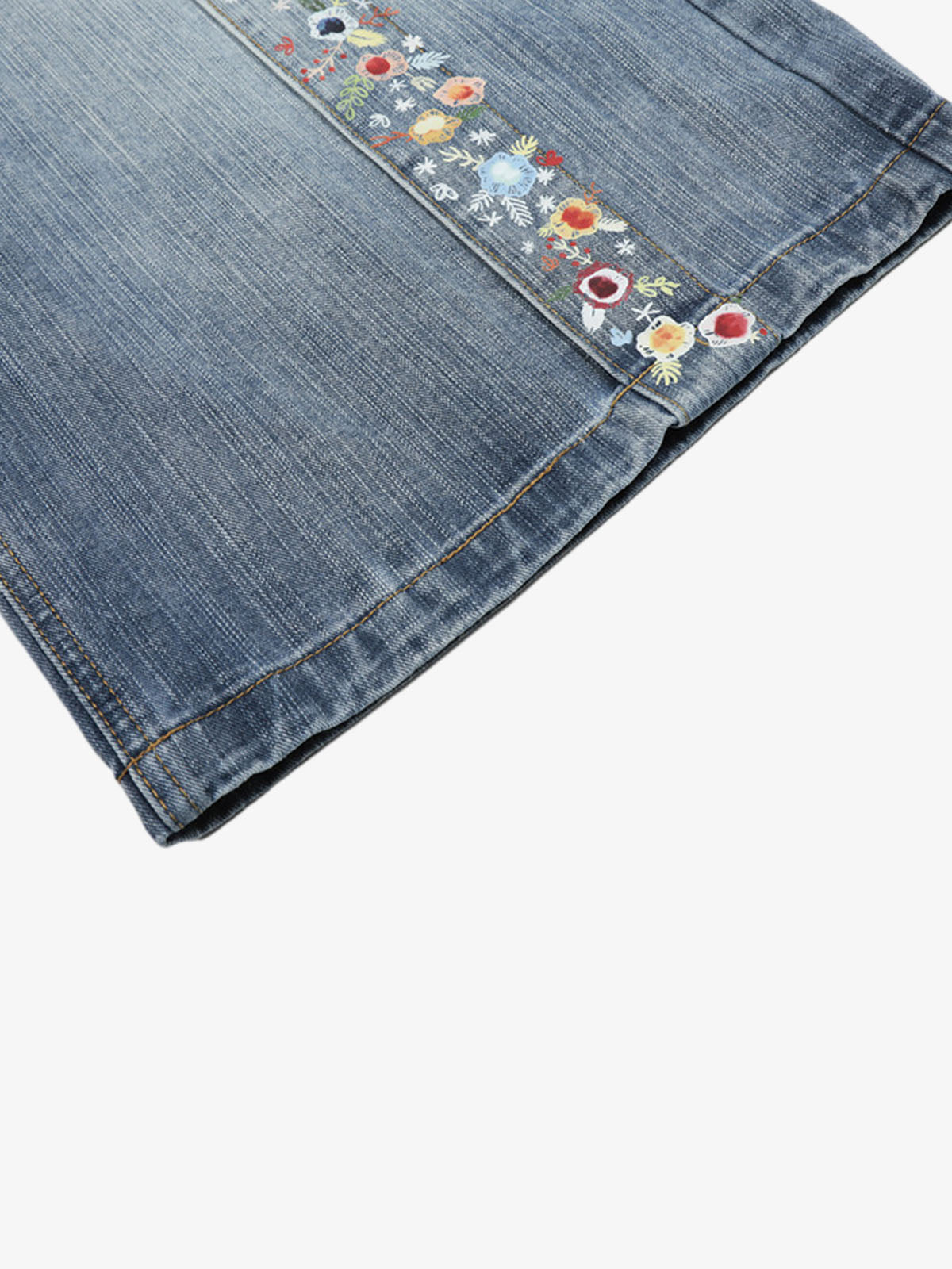 Floral Washed Denim Shorts