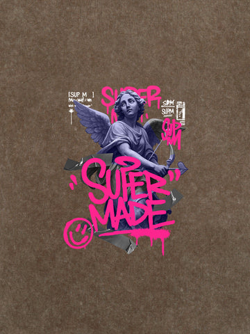 Street Pink Lucky Angel Graphic Design T-Shirt 