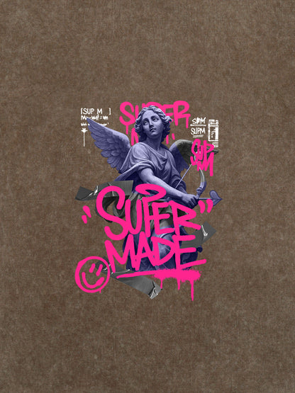 Street Pink Lucky Angel Graphic Design T-Shirt 