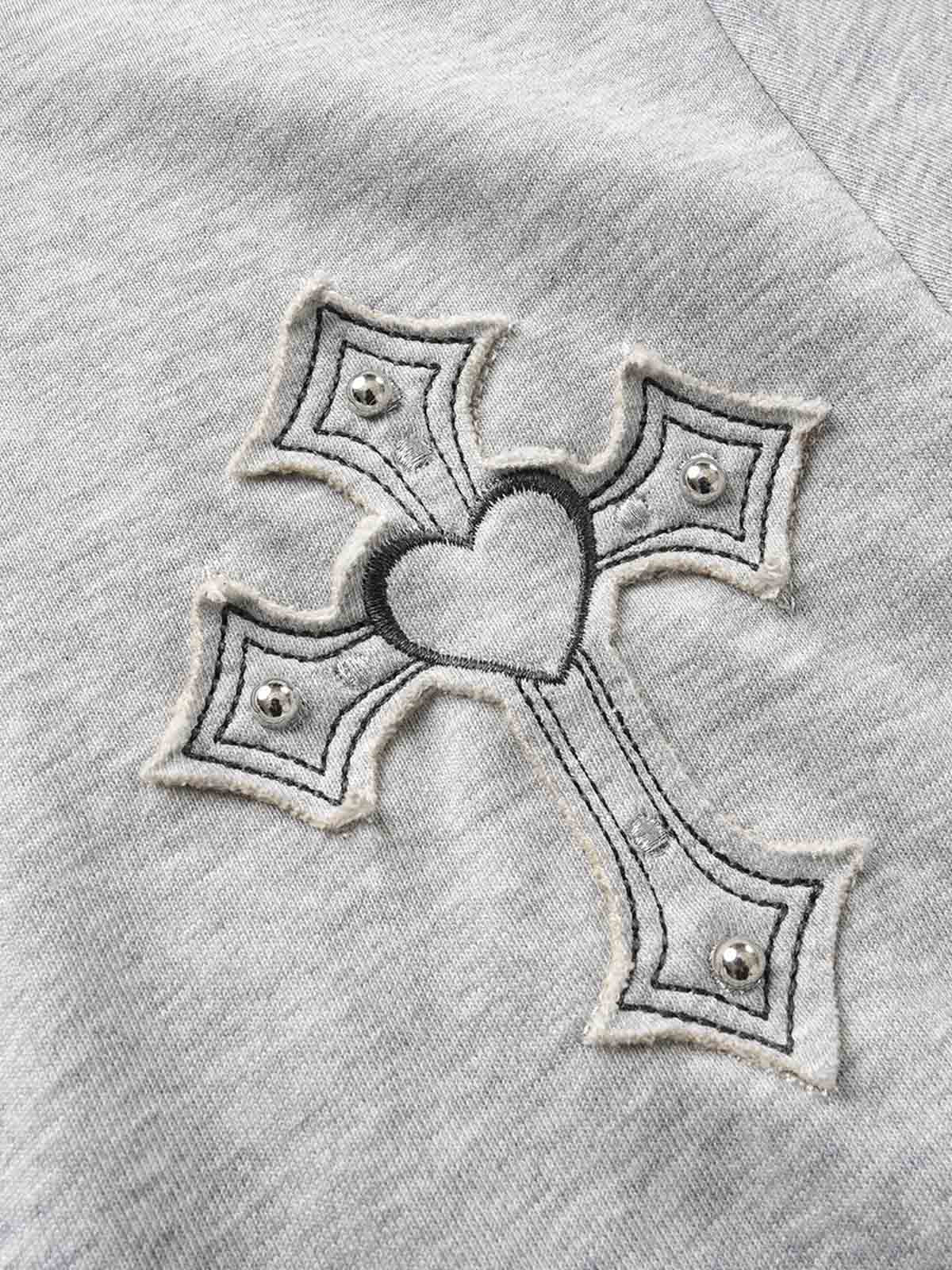 Rhinestone Asymmetrical Placket Zip-Up Hoodie