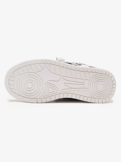 Street Distressed Denim Patchwork Sneakers 
