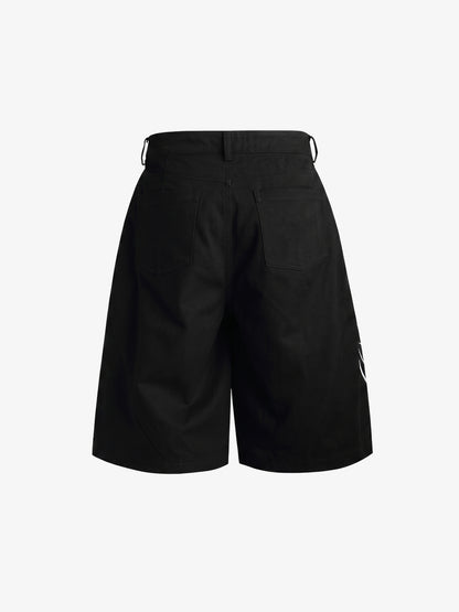 Embroidered Multi-Pocket Cargo Capri Pants