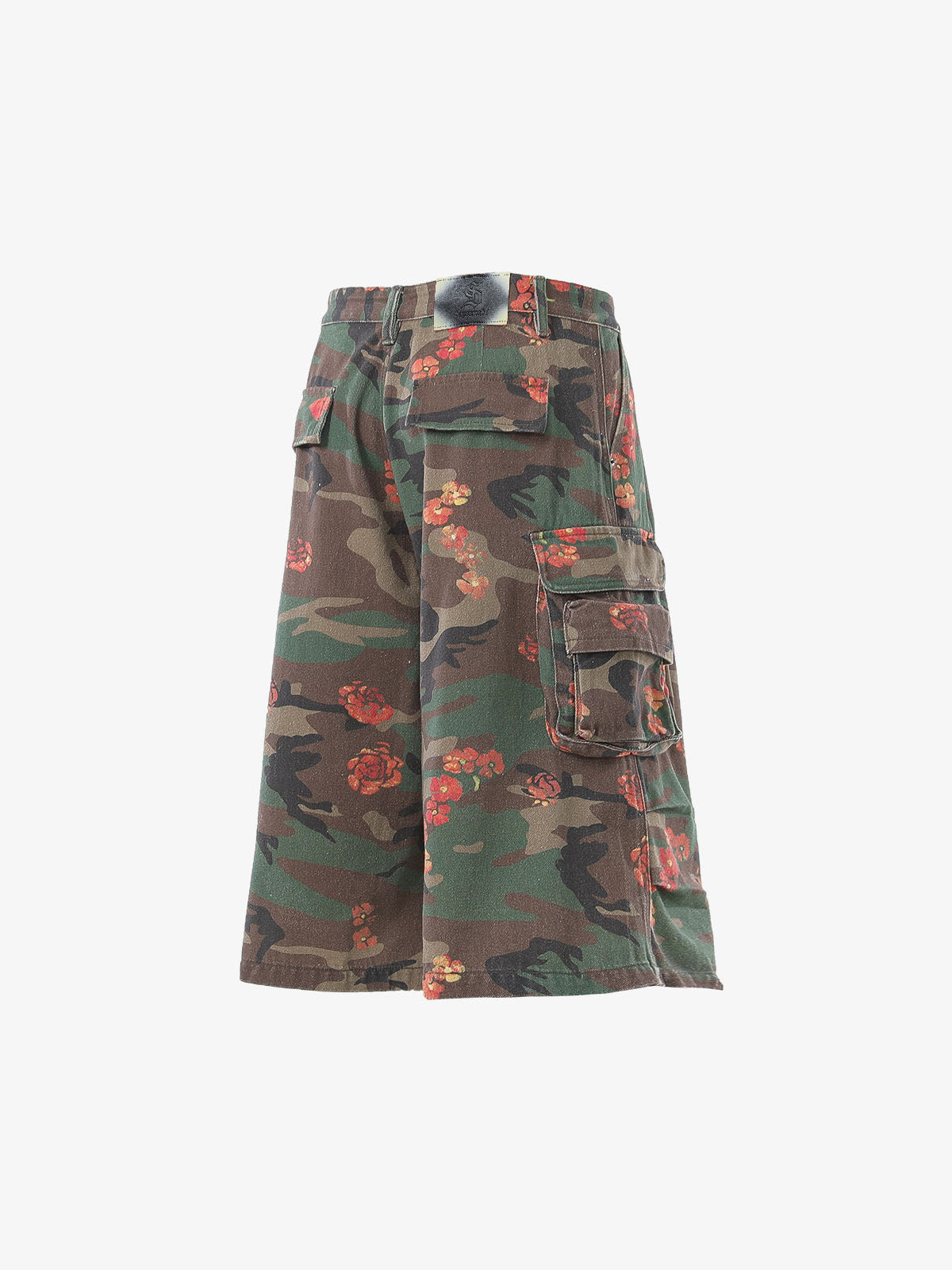 Vintage Floral Camo Multi-Pocket Cargo Shorts 
