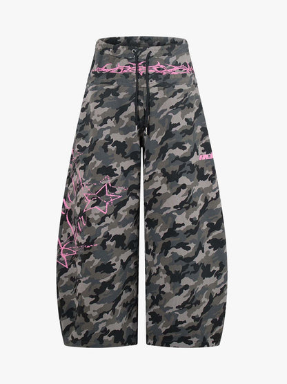 Y2K Camo Pink Print Barrel Sweatpants