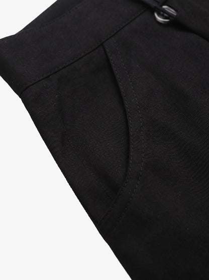 Embroidered Multi-Pocket Cargo Capri Pants