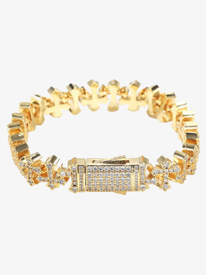 Cross Link Iced Bracelet 