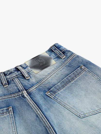 Button-Fly Baggy Denim Shorts 