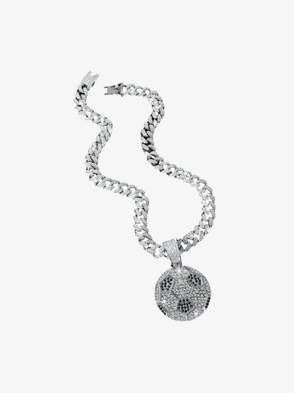 Iced Soccer Ball Pendant Chain Necklace 