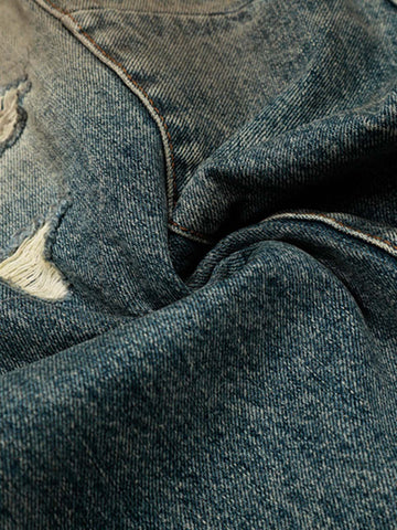 Vintage Mud-Dyed Distressed Barrel Jeans - 2537 
