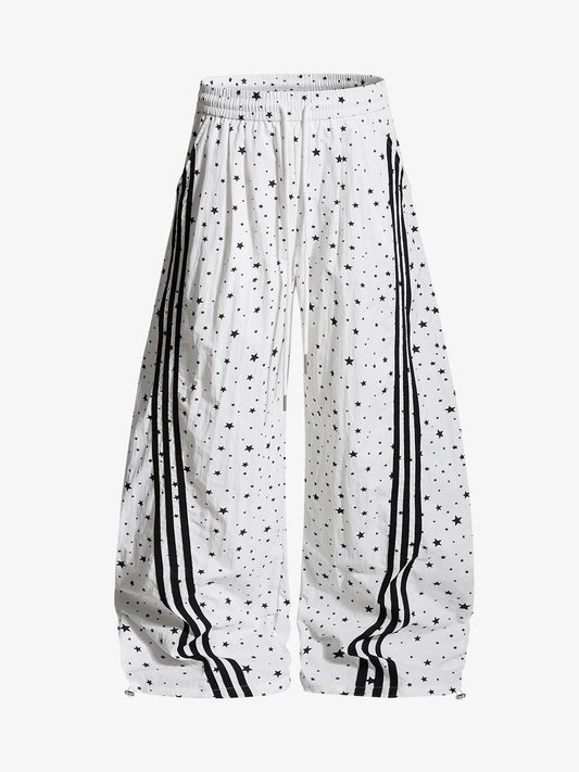 Star Pattern Side Stripe Baggy Track Pants