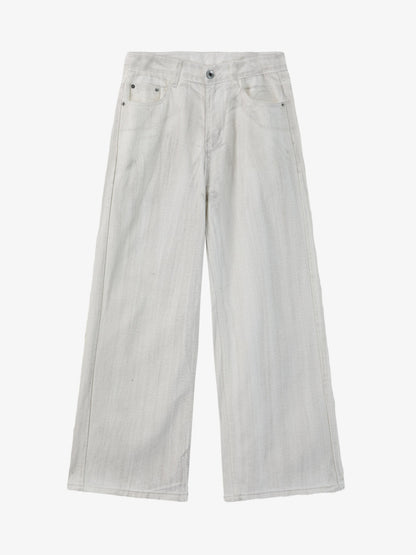 Colorful Cross Patch Straight Leg with Detachable Chain Jeans 