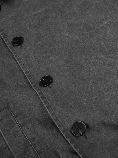 Thesupermade Distressed Asymmetrical Placket Boxy Fit Workwear Jacket