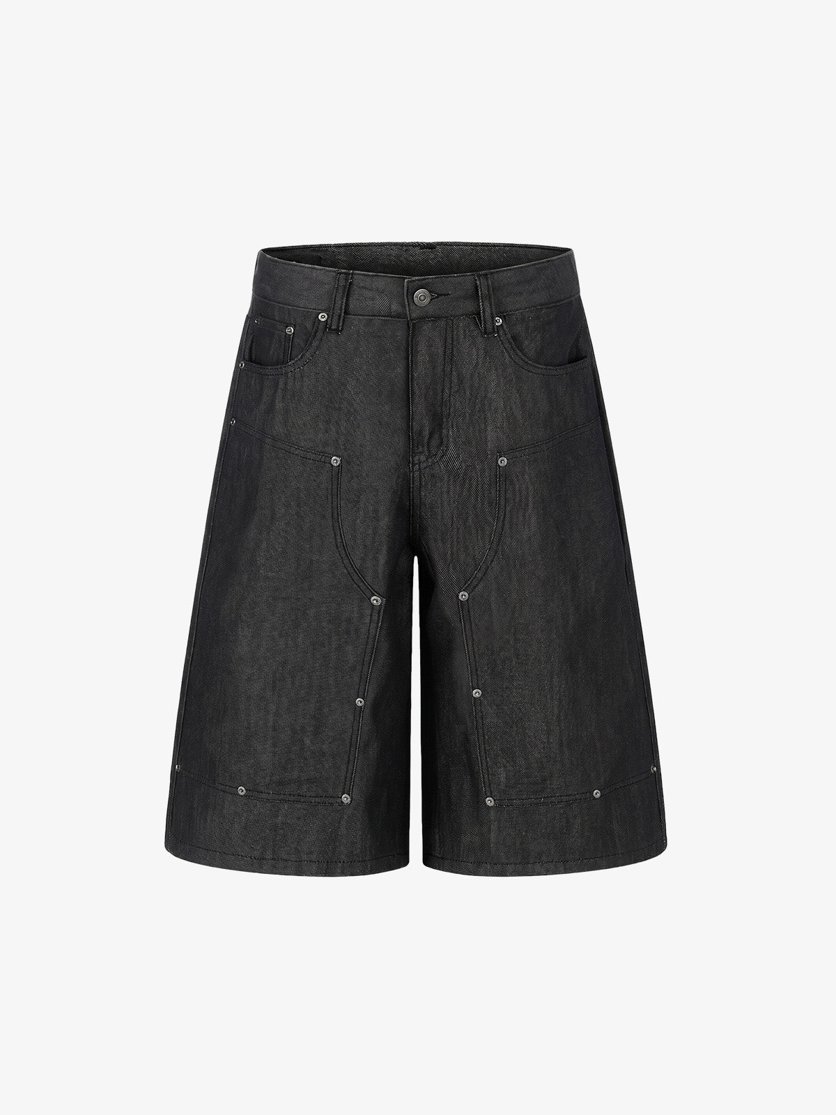 Patchwork Stud Denim Shorts