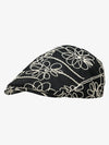 Floral Embroidered Cotton Flat Cap 