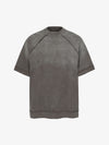 Spray Washed Raw Edge Raglan Knit T-Shirt 