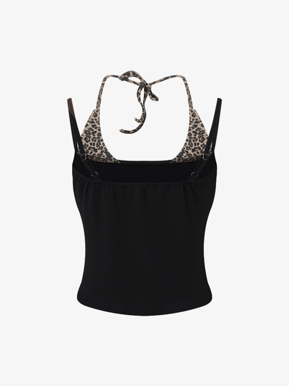 Leopard Print Halter Crop Top – Stretch Cotton with Gold Stud Detail