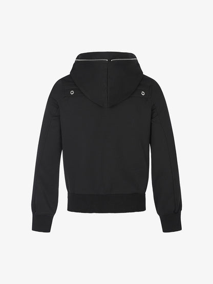 Logo Embroidered Patchwork Hooded Cardigan