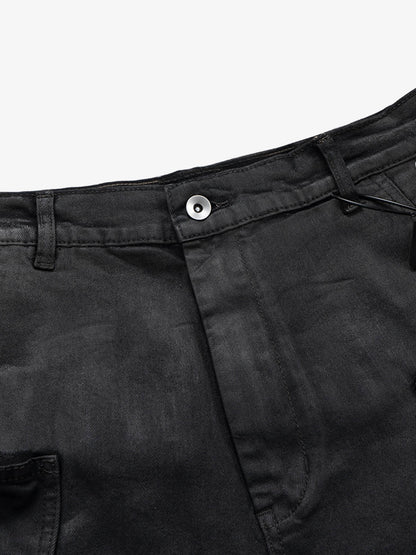 Industrial Multi-Pocket Distressed Cargo Shorts 