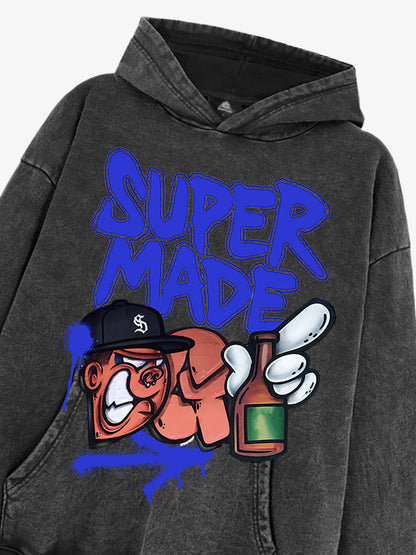 Original Contrast Color Letter Graphic Hoodie 