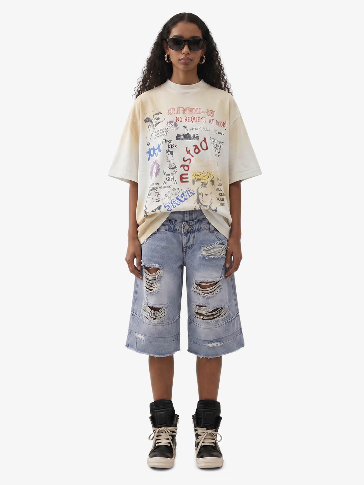 Graffiti Collage Mixed Graphic T-Shirt