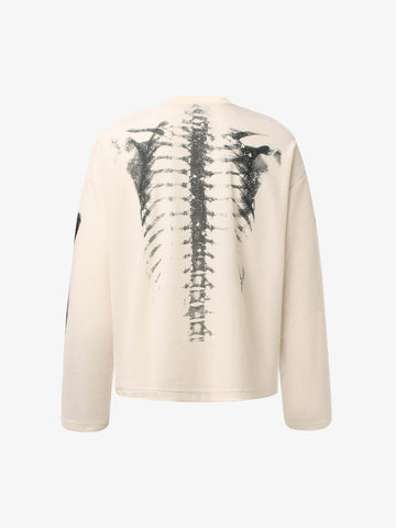 Skeleton Graphic Waffle Sweatshirt - 2495
