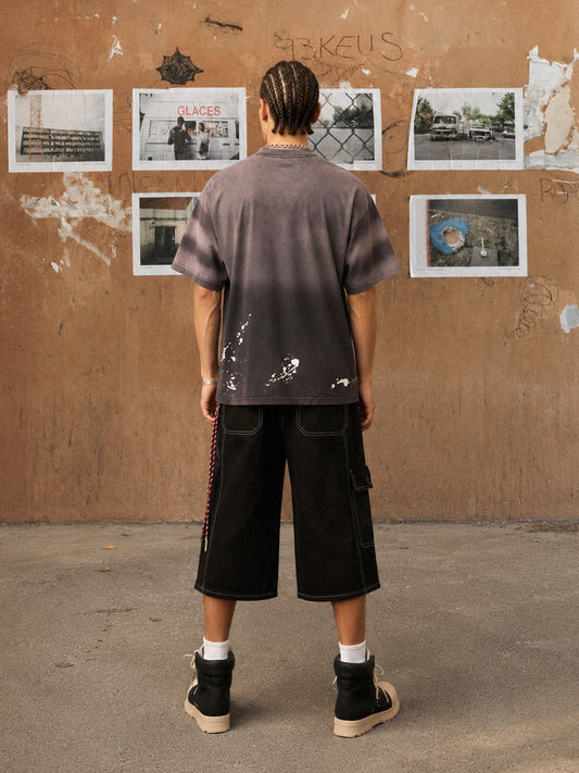 Ink Splash Letter Print T-shirt - 2414