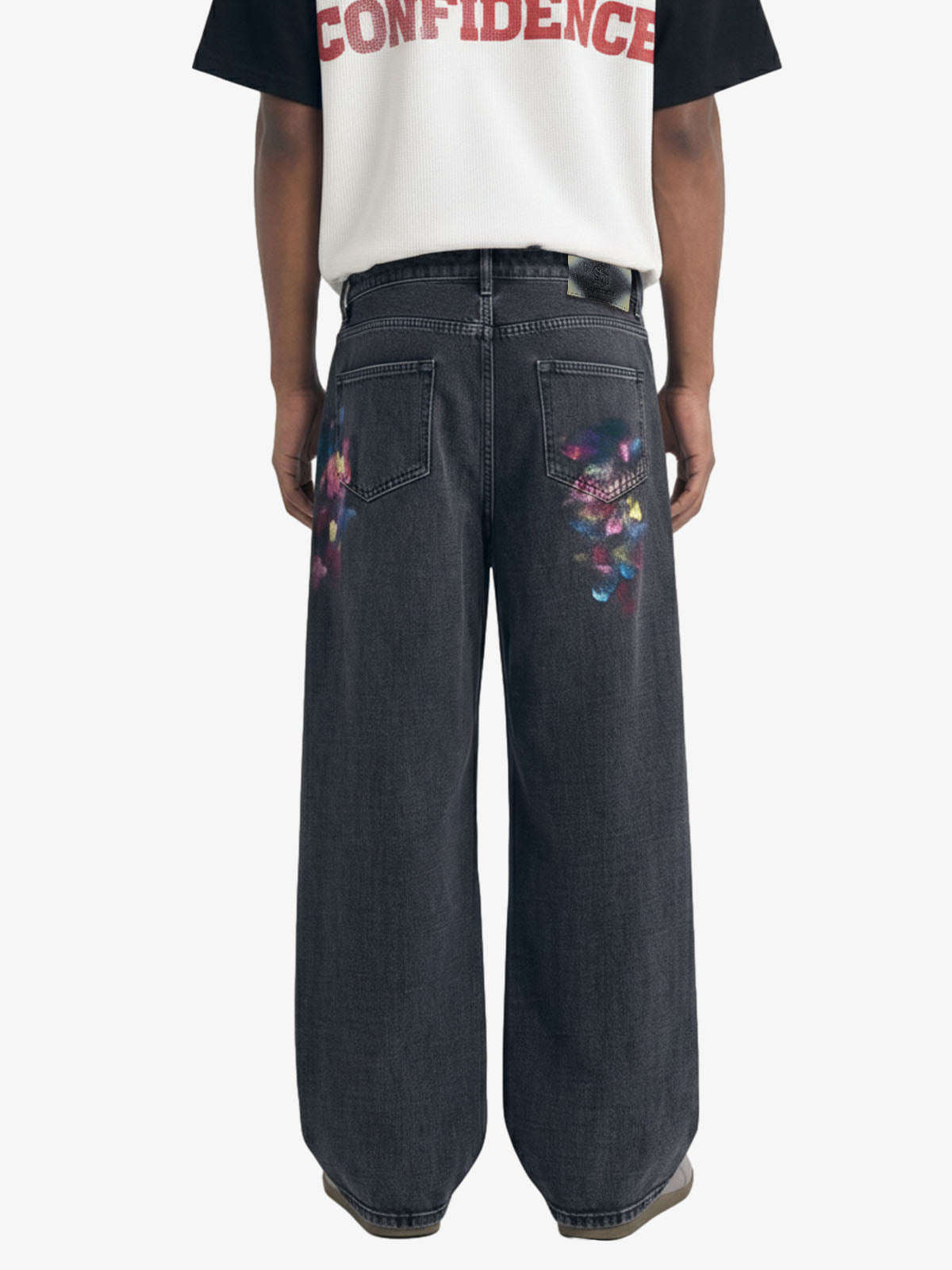 Retro Distressed Colorful Graffiti Art Print Jeans 